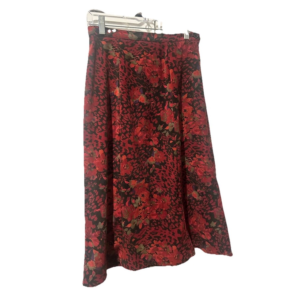 Notations Clothing Co Size 10 Floral Skirt Red Cheetah Printed Gorgeous